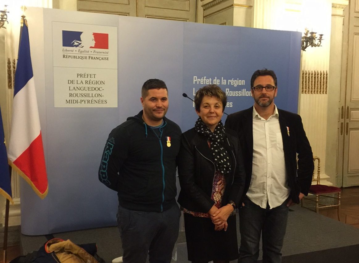 De g à d : Raphaël Dromard , Maryse Vezat maire de Rieux et Christian Souillé