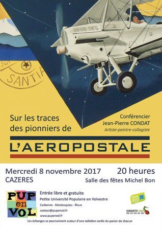 Artiste-peintre collagiste, Jean-Pierre Condat exerce son art depuis 1981. Ses œuvres traitent principalement le thème de l’aviation et notamment celui de l’aéropostale.