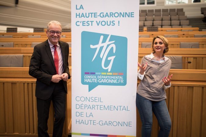 Les conseillers départementaux Sandrine Baylac et Christian Sans