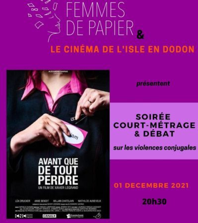 Une soirée cinéma organisée par les Femmes de Papier à L'Isle, contre les violences faites aux femmes.