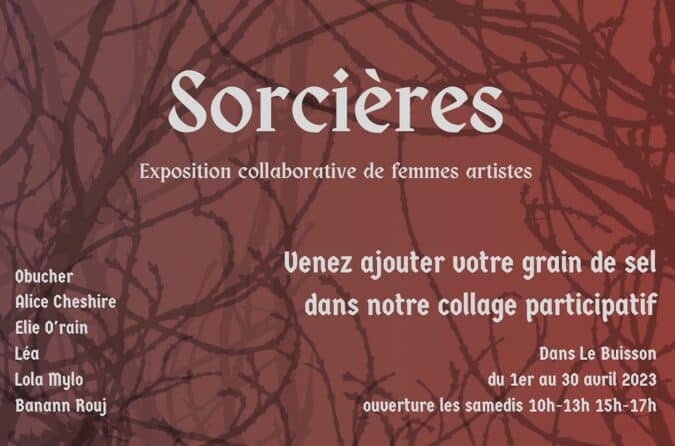 L'exposition de femmes artistes sur le thème des sorcières, une expo à voir dans le Buisson à Aurignac.