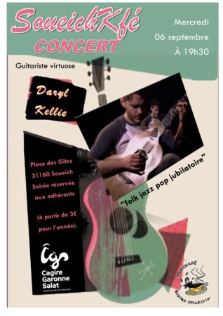 le célèbre guitariste virtuose anglais Daryl Kellie dans son récital en solo Folk Jazz Pop jubilatoire.