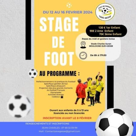 Le 1er stage organisé par l'école de foot Save-Gesse se profile, inscrivez-vous.