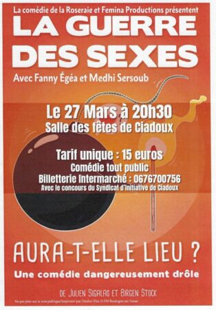 Une soirée théâtre comique à ne pas manquer à Ciadoux.