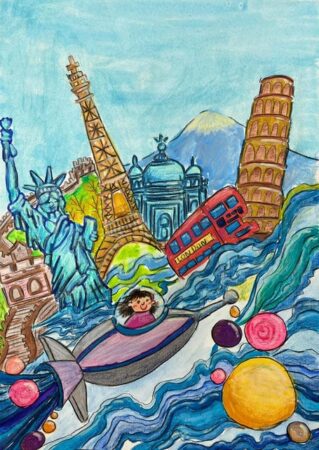 Le tableau gagnant de la 7ème biennale internationale de peintures d'enfants, à Saint-Frajou. (Chan Cheuk Ning Sofie, 9 ans, Hong Kong)