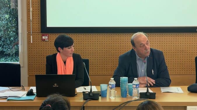 Le nouveau président Eric Salat pendant son premier discours